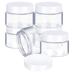6pcs/lot 30/50/60/80ml Empty Plastic Cosmetic Makeup Jar Pots Transparent Sample Bottles Eyeshadow Cream Lip Balm Container