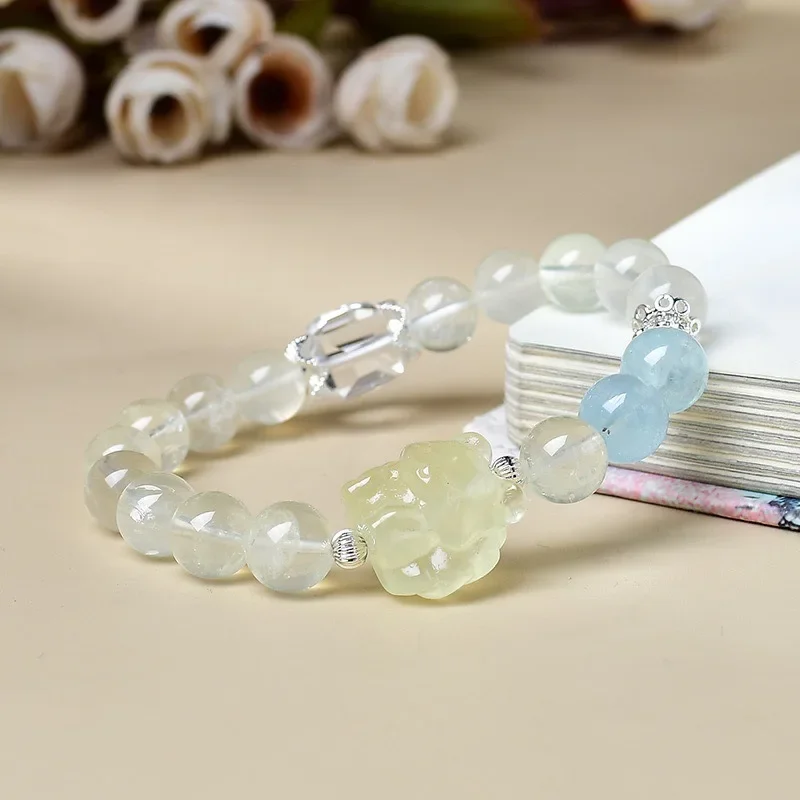 

Natural Citrine Nine-tailed Fox Aquamarine Bracelet Men's and Women's Fashion Light Luxury Bracelet, Gift