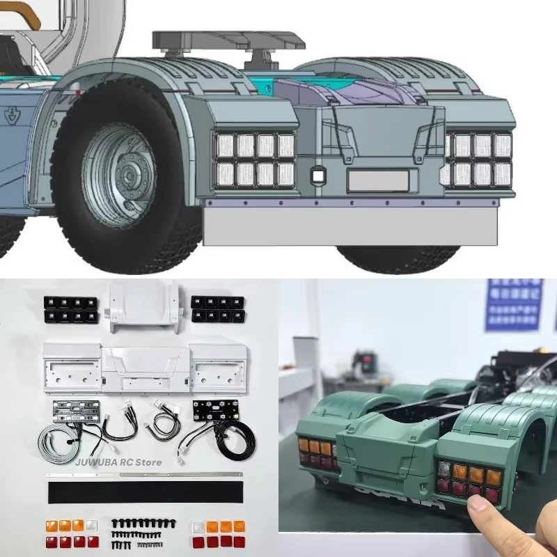 770S RC Truck 1/14 Kunststoff Heckstoßstange Kit LED Rücklicht Teile Für Tamiya 1/14 RC Traktor Lkw SCANIA 770S Serie Zubehör