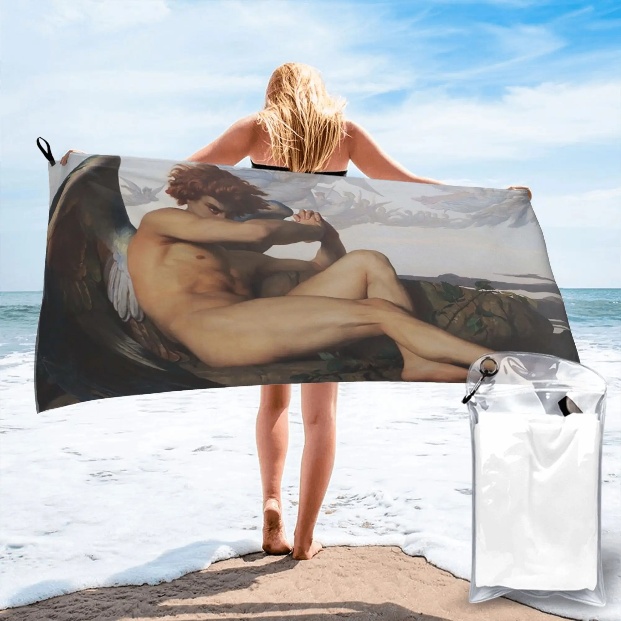 Fallen Angel by Alexandre Cabanel Beach Towel Soft Microfiber Quick Dry Absorbent Quick Towels For Yoga