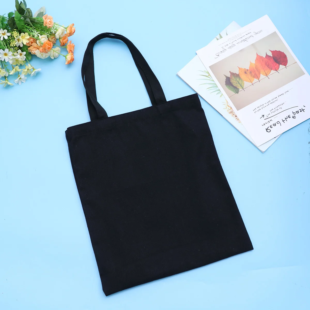 

Heavy Duty Canvas Tote Bag Cotton Shopping Handbag Blank Tote Pouch for DIY Crafts Gift Bag(Black) Canvas Bags