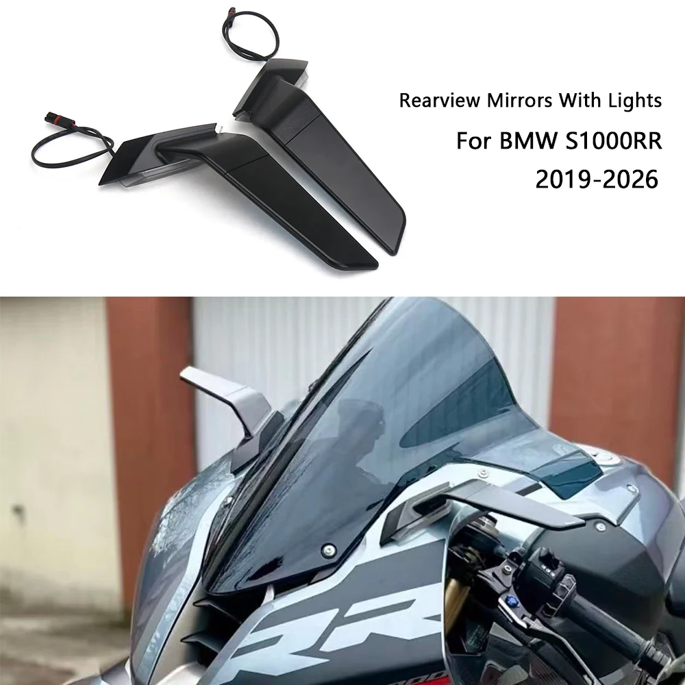 Motorcycle For BMW S1000RR S1000 RR S 1000 RR 2019- 2023 2024 - 2026 Rearview Rear View Side Mirrors With LED Turn Signal Light