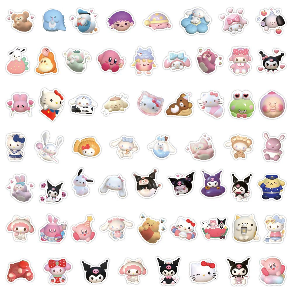 10/30/60/120pcs Cute Aesthetic Stickers Kuromi My Melody Sticker Cartoon Anime Decal Laptop Scrapbook Phone Car Sticker Kid Toy