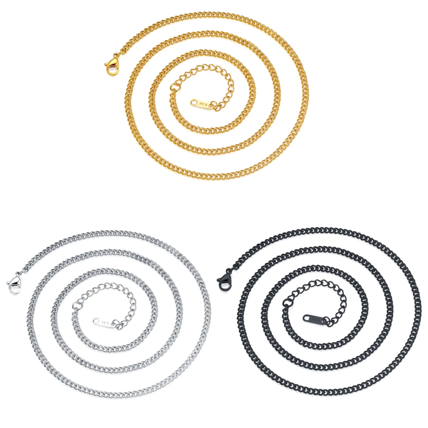 الفولاذ المقاوم للصدأ ربط سلسلة قلادة للرجال النساء فاسق الذكور المجوهرات قابل للتعديل