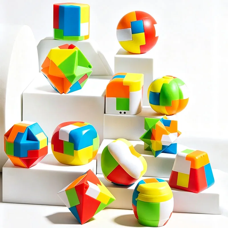 Plastic Luban Lock 3D Sphere Puzzle Magic Ball Brain Teaser IQ Unlock Interlock Disentanglement Educational Toys Teenager Adults