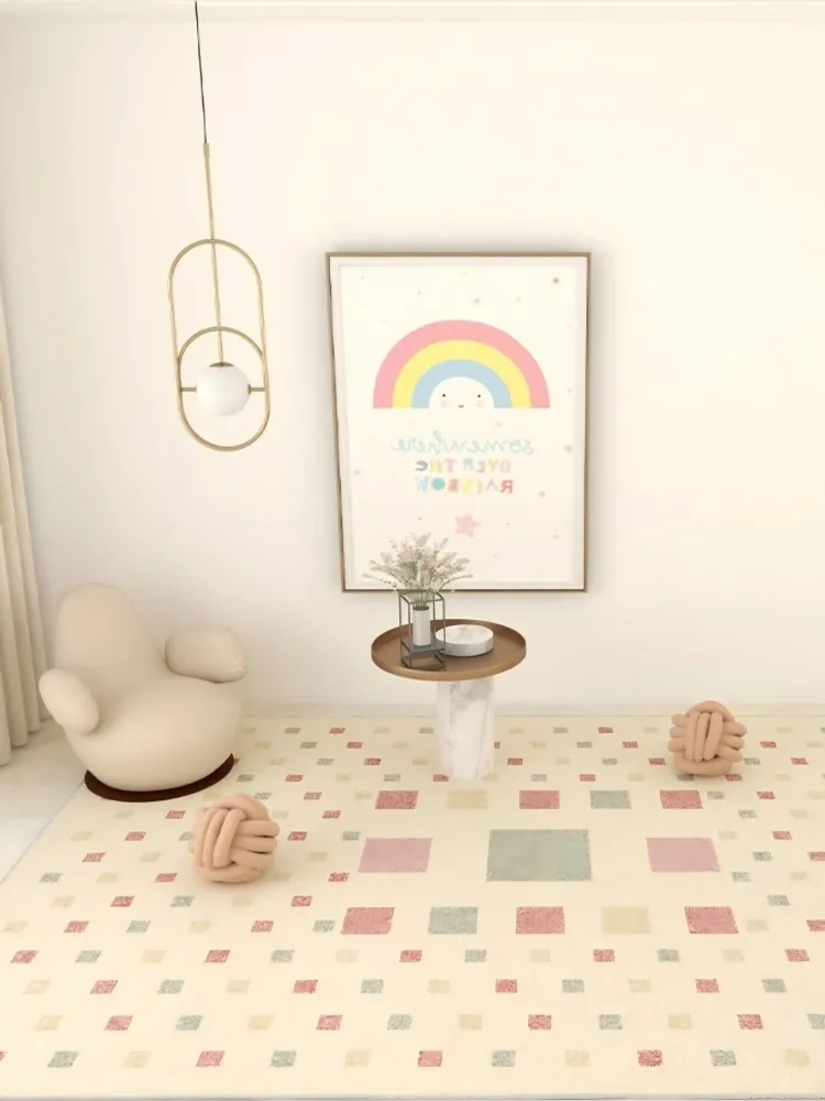 

VIKAMA cute printed dopamine carpet, living room, home coffee table, sofa, floor mat, bedroom interior decoration