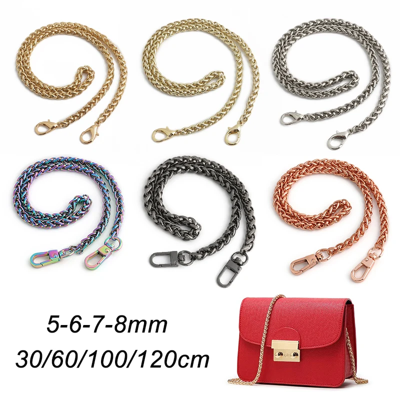 

Металлическая цепочка для сумок 5/6/7/8 мм с карабином-крючком для женских сумок, мобильных телефонов, ремней и аксессуаров для сумок