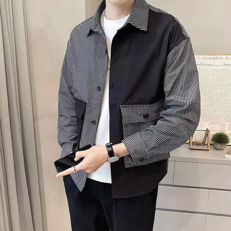Мужская повседневная приталенная куртка, модная свободная рубашка, пальто JJ806