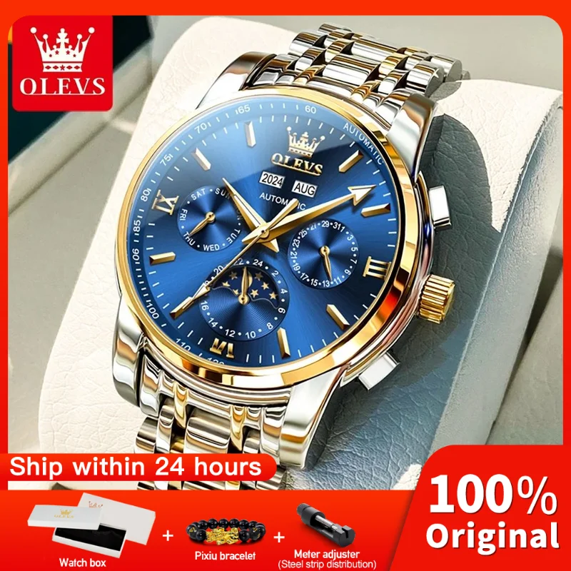 

OLEVS 6633 Mens Watch Original Top Brand Automatic Mechanical Watch Waterproof Luminous Chronograph Watches Luxury Men Reloj