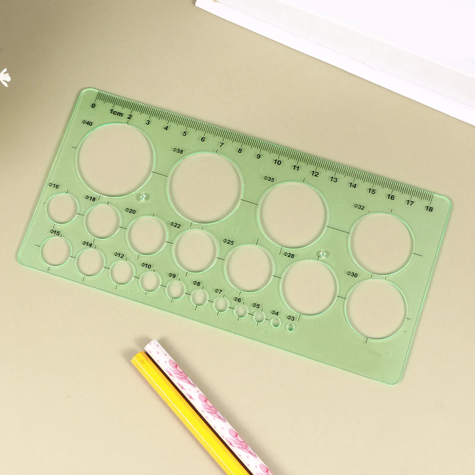 2Pcs Precision Plastic Geometric Ruler Templates for Art Architecture Interior Design School Drawing Measuring Circles Ellipses