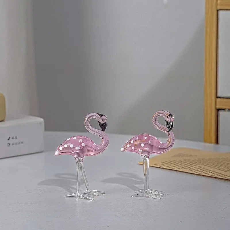 

Stained Glass Cute Flamingo Crystal Mini Animal Craft Festival Gift Kids Toys Home Decoration TV Cabinet Tabletop Ornament