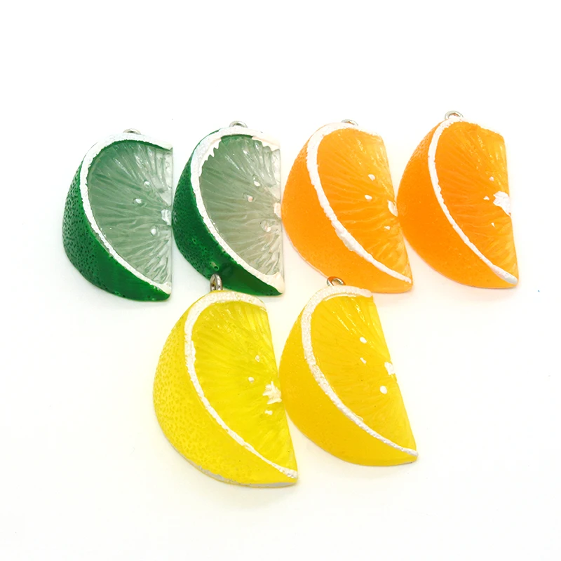 6pcs/pack 48x23mm Simulated Fruit Lemon Charms DIY Crafts Funny Resin Food Keychain Pendant Accessory Cute Korea Jewelry Making