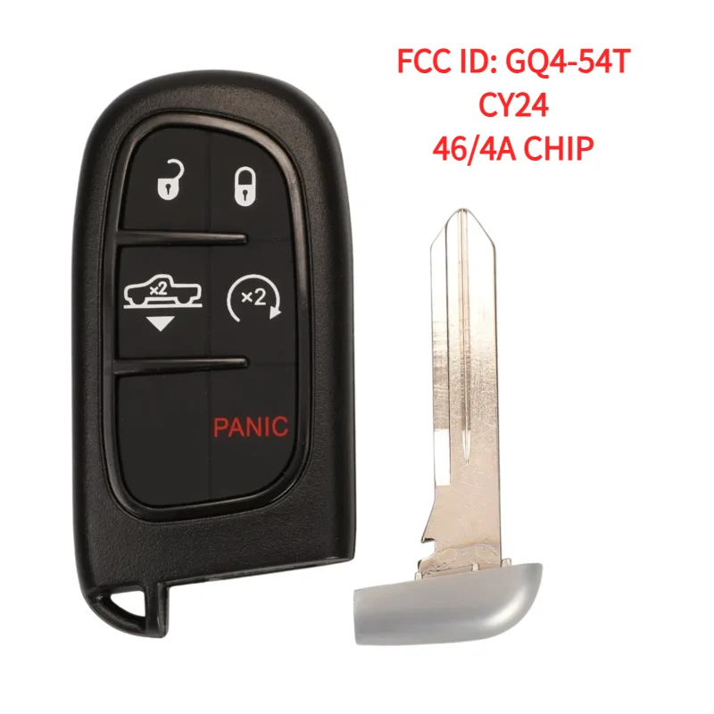 4+1 Buttons Remote Car Key FCC ID: GQ4-54T ASK433.92MHz PCF7953M 46 chip/4A chip CY24 blade For Chrysler/Jeep/Dodge/RAM