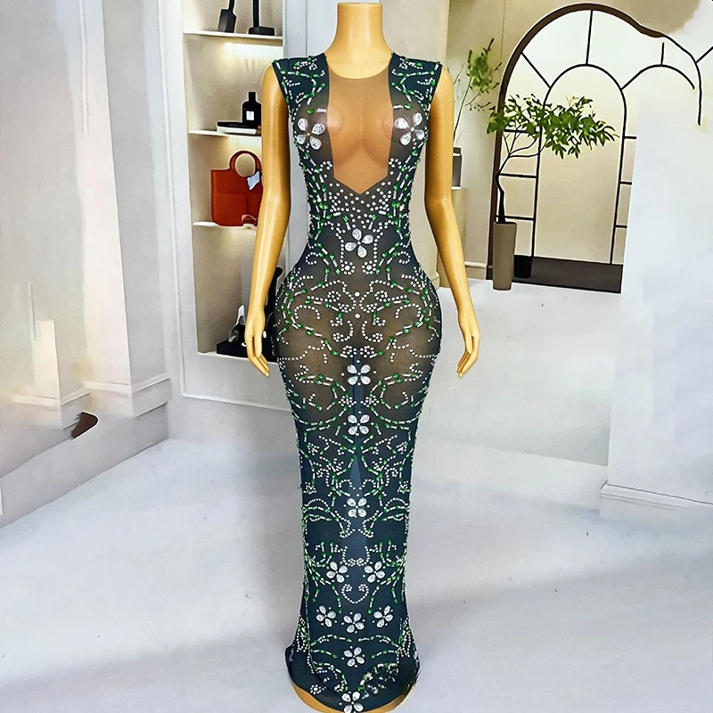 

Niche Color Scheme Sexy Perspective Hip Dress Nightclub Stage Performance Clothes Music Festival Singer Singing Clothes Vestidos