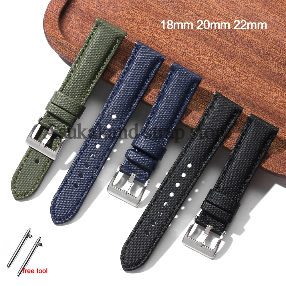 Correa de reloj de liberación rápida Sailcloth para Seiko, correas de reloj Blancpain, tela de nailon para hombres y mujeres, pulsera deportiva de 18mm, 20mm y 22mm