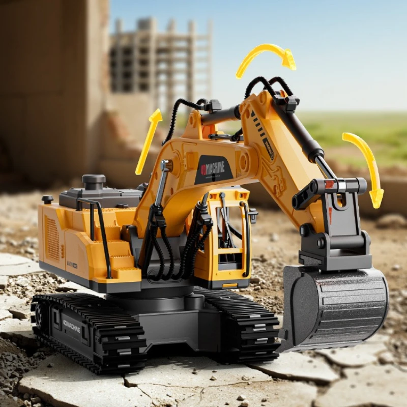 4d rc escavadeira caminhão liga engenharia carro simulado spray som iluminação rotação crianças carro de brinquedo crianças brinquedos menino presente aniversário