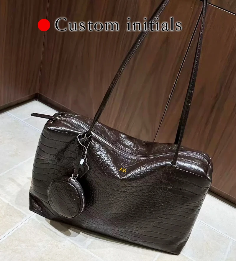 

Кожаные сумки с инициалами на заказ для женщин, роскошные дизайнерские сумки и кошелек, новинка 2026, из воловьей кожи с крокодиловым узором, подмышками на плечо