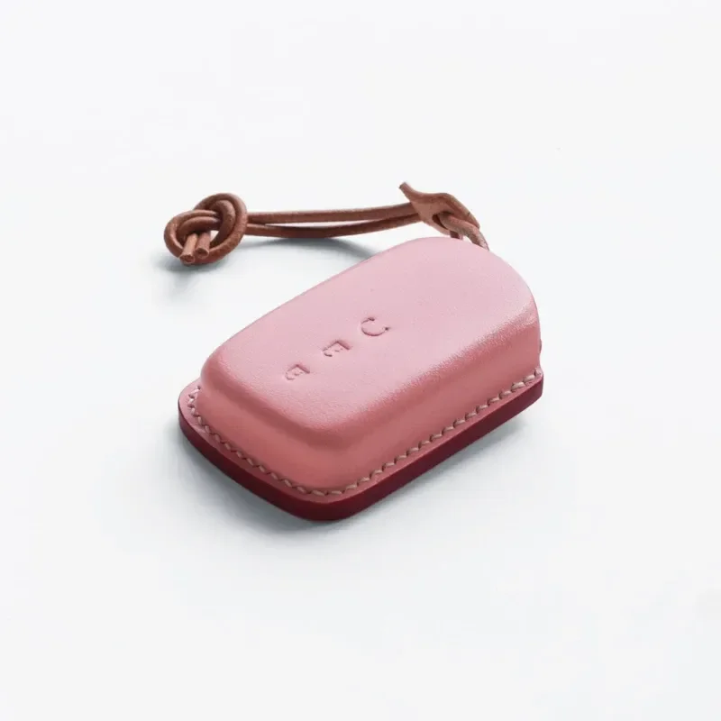 for Honda Handmade Vegetable Tanned Leather Car Key Bag Women 3D Texture Simple Key Protective Cover