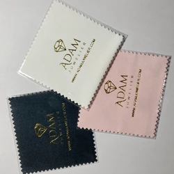 1000PCS Personalized Custom LOGO 8X8cm Silver Polish opp bags Cloth for silver Jewelry Cleaner Microfiber Suede Fabric