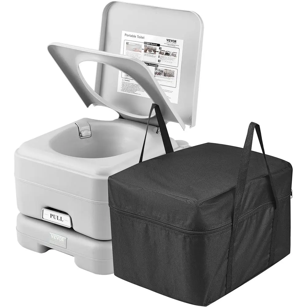 

Portable Toilet for Camping with 3.2 Gal Waste & Freshwater Tanks, Push-Button Flush, Ideal for Adults and Kids on Car Trips