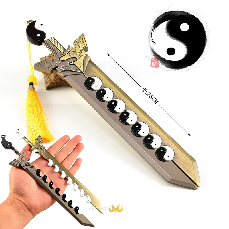 26 centimetri Tai Chi Yin Yang Bagua Spada Tubata Giocattoli Tutto in metallo Artigianato Ornamenti Modello Cineserie Collezione Decorazioni della stanza