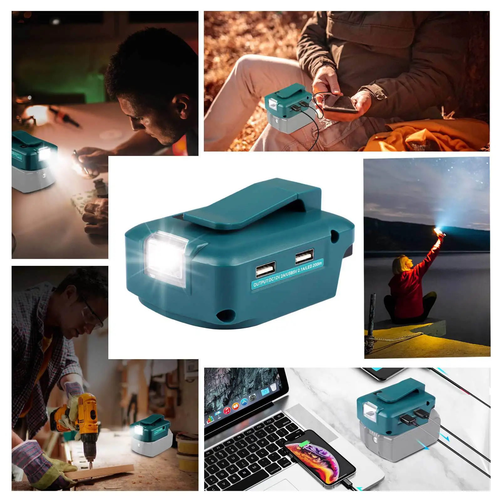 

Power source Adapter for Makita 18V 14.4V battery to DIY DC 12V 3A(5A max and PD QC3.0 22.5W USB C fast phone charger port