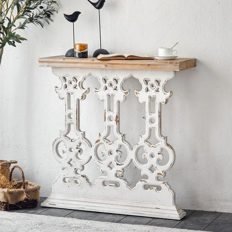 

French porch table, ultra-narrow solid wood side table, living room aisle corridor, long table against the wall to enter the hom