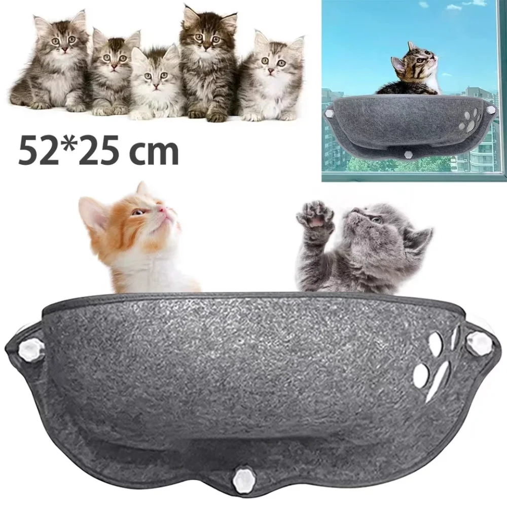 

2023 Cat Window Hammock With Strong Suction Cups Pet Kitty Hanging Sleeping Bed Storage For Pet Glass Sucker Felt Cat Litter