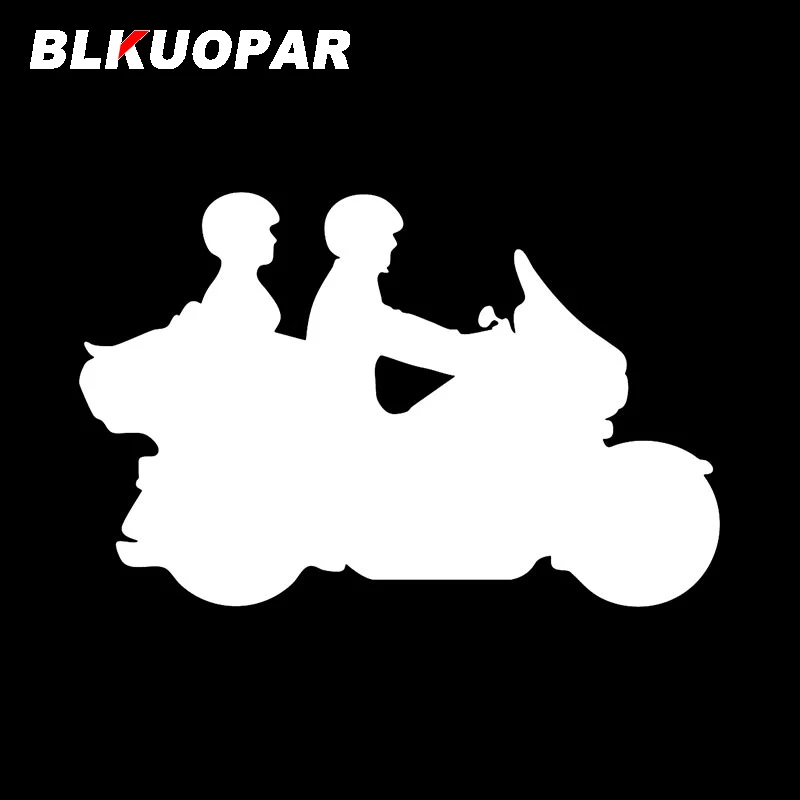 BLKUOPAR Couple Riding Motorcycle Silhouette Car Sticker Fashionable Creative Vinyl Funny Original Motorcycle Car Accessories