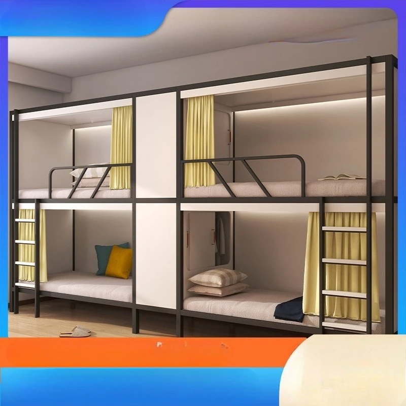 Upper and lower bunk beds, iron frame beds, student and staff dormitories
