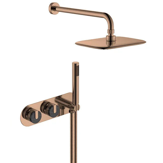 

New Luxury Rose Gold Showers Faucet , Chrome, Natural Marble Material Wall Mounted Shower Mixer Set