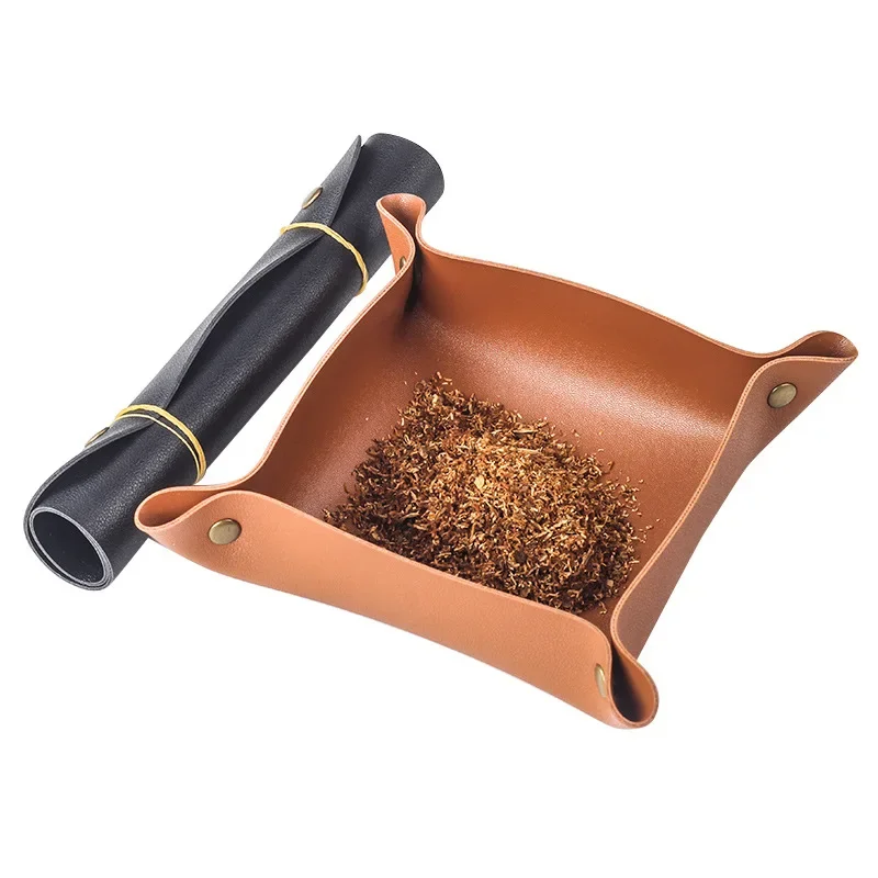 

Portable Collapsible Leather Tobacco Tray Pipe Accessories Leather Tobacco Tray