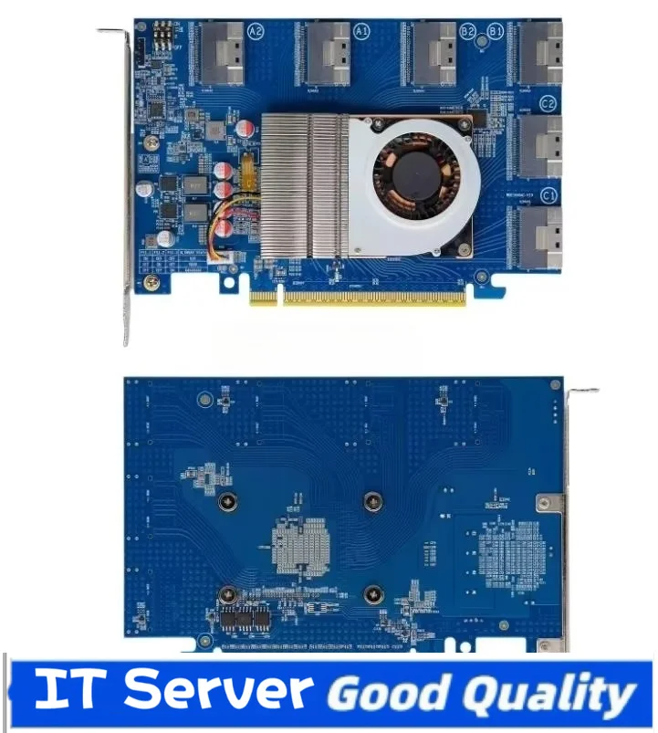 PLX88096 PCIe 4.0 X16 Expansion Card Free Splitting SFF8654 SlimSAS Adapter For NVMe SSD Multi GPU Workstation Server