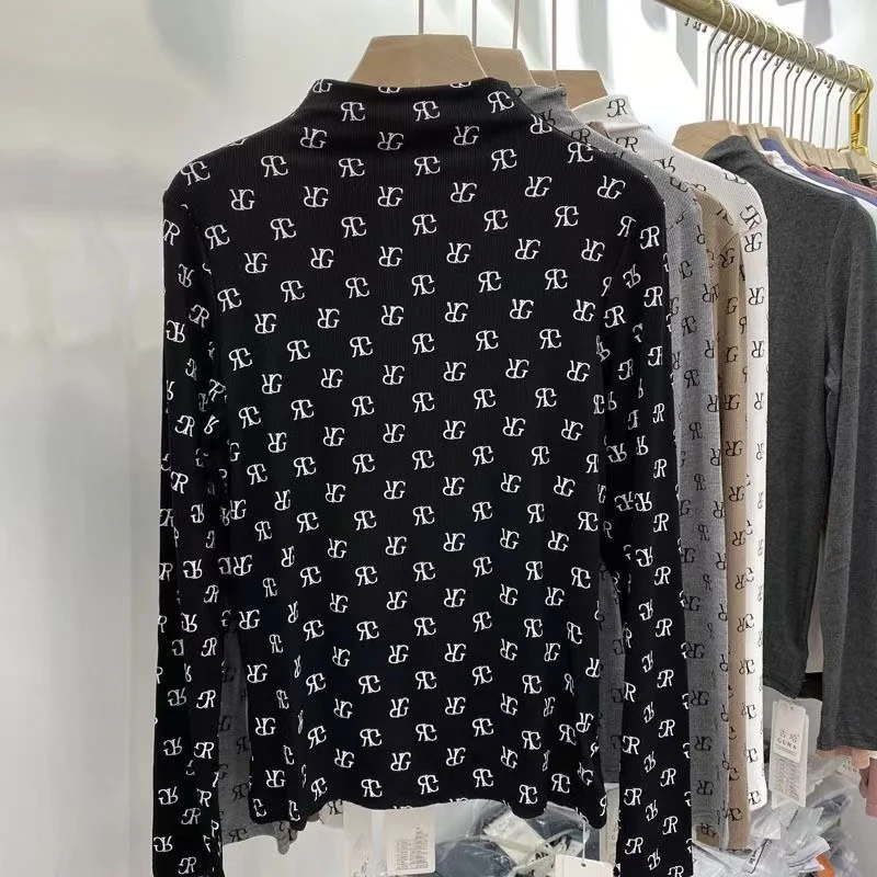 Women printing Long Sleeve T-Shirts Spring Autumn Slim Fit Pullovers Tees Shirts Female Streetwear Base Tees Tops Casual