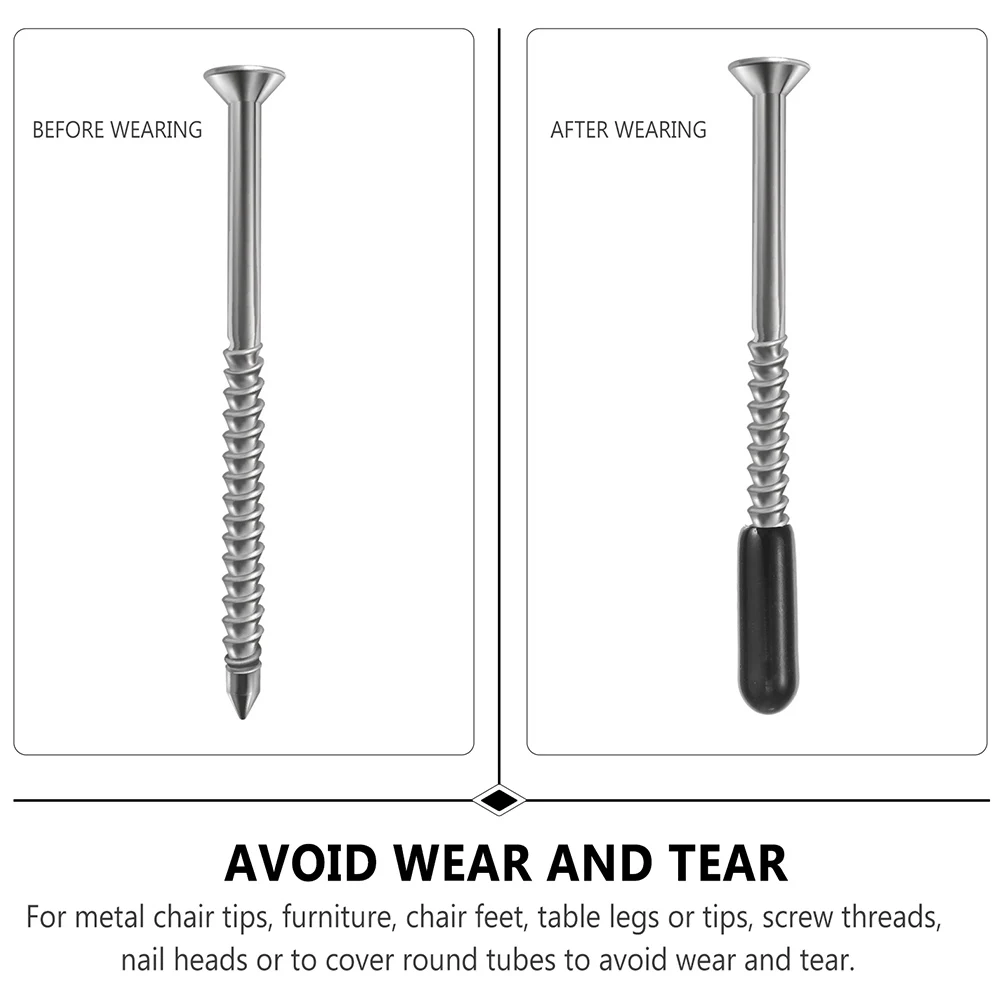 

250Pcs Black Rubber Tube End Caps Thread Protectors Round Finishing Covers for Chair Feet Screw Thread Protection