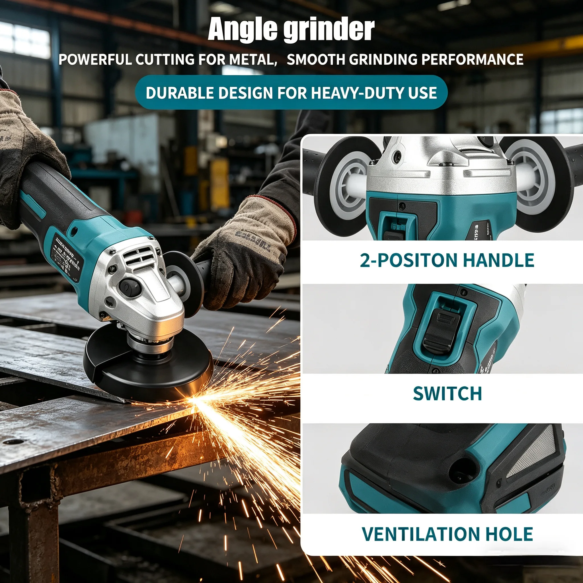 Makita DGA504 18V Cordless Brushless Angle Grinder Lithium Electric Rechargeable Polishing Cutting Machine High Power Power Tool