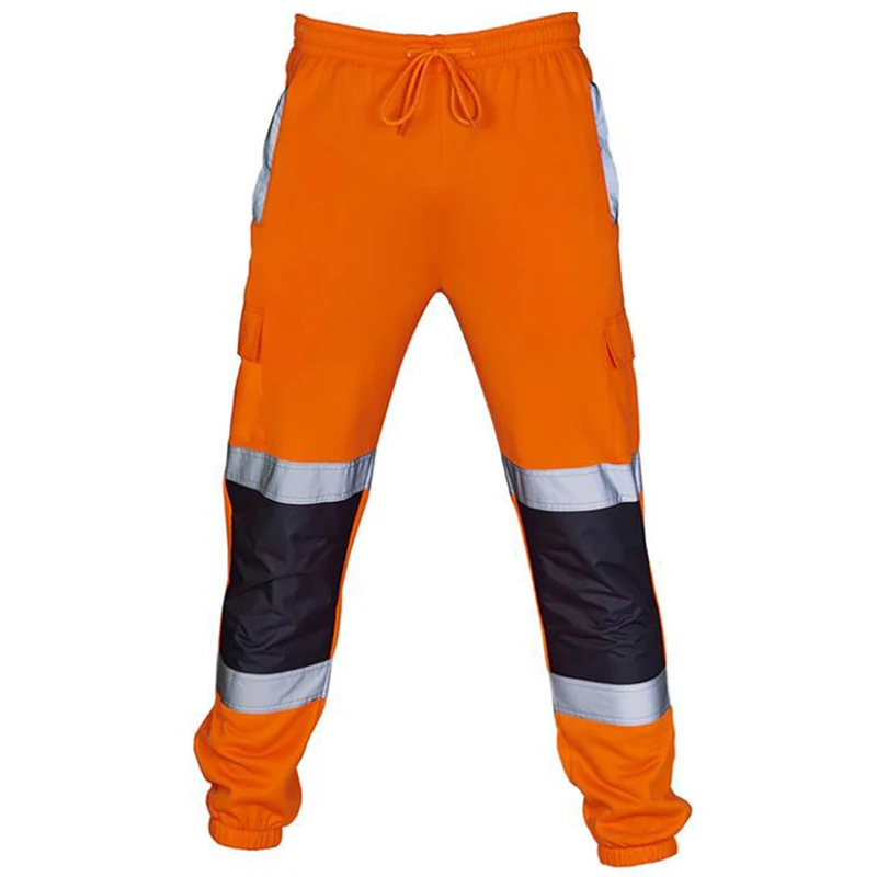 Pantaloni da lavoro da uomo pantaloni da lavoro di sicurezza pantaloni riflettenti a righe pantaloni da Jogging da uomo allentati pantaloni da Jogging Patchwork abbigliamento da lavoro