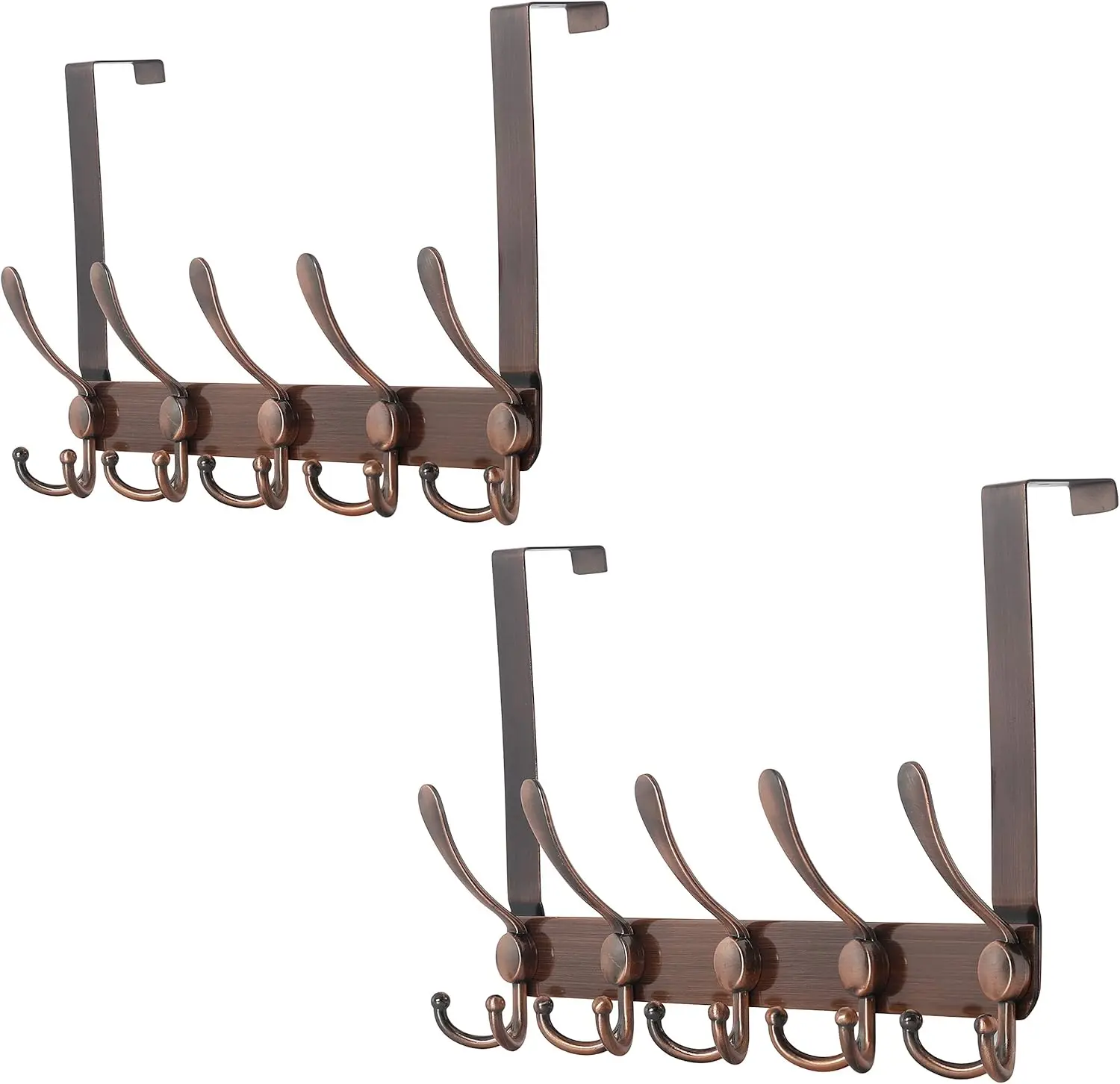 

Over The Door Hook Hanger - Fits 1 3/8" to 1 3/4" Standard Doors | 5 Tri Hooks Heavy Duty Towel/Coat Rack | Door Organiz