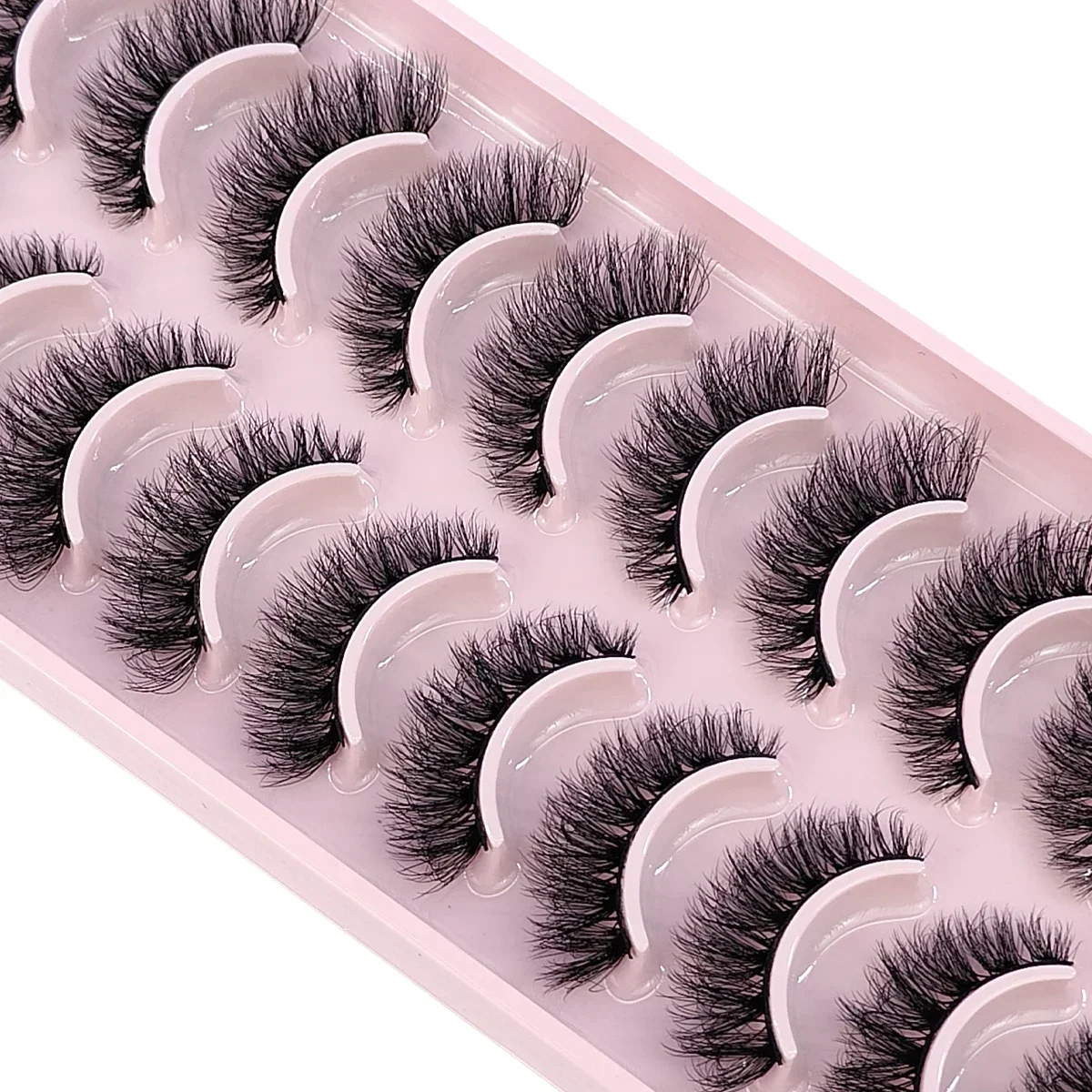 HBZGTLAD 3D Natural False Lashes D Curl Fluffy Soft Cross 10Pairs Cat Eye Eyelashes  Manga Lashes Wispy Natural Eyelash Extensio