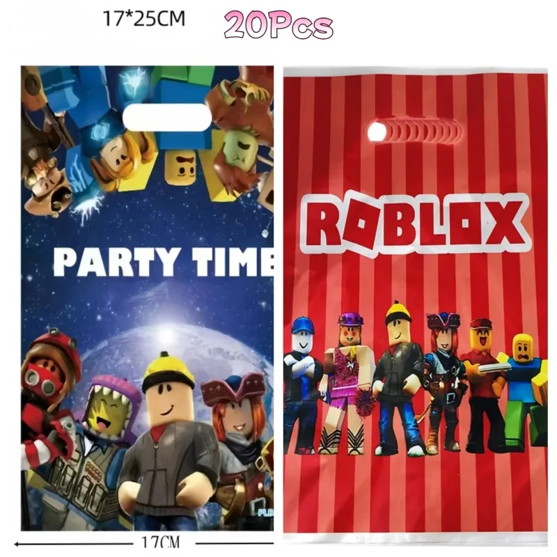 Cartoon 20Pcs Roblox Gift Bags Birthday Party Wholesale Eco Plastic Candy Bags Anime Themed Holiday Gift Bag view 3