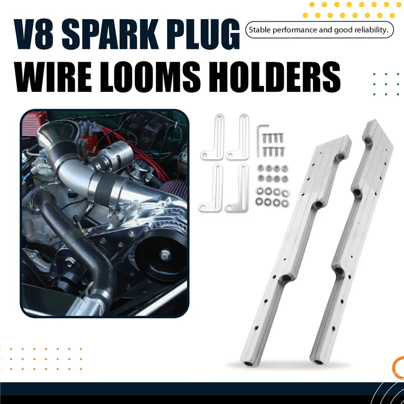 

A33K-Separator Dividers Holders For V8 Spark Plug Wire Looms 40375 For Chevy Ford SBC BBC SBF BBF 350 400 396 472 502 Silver