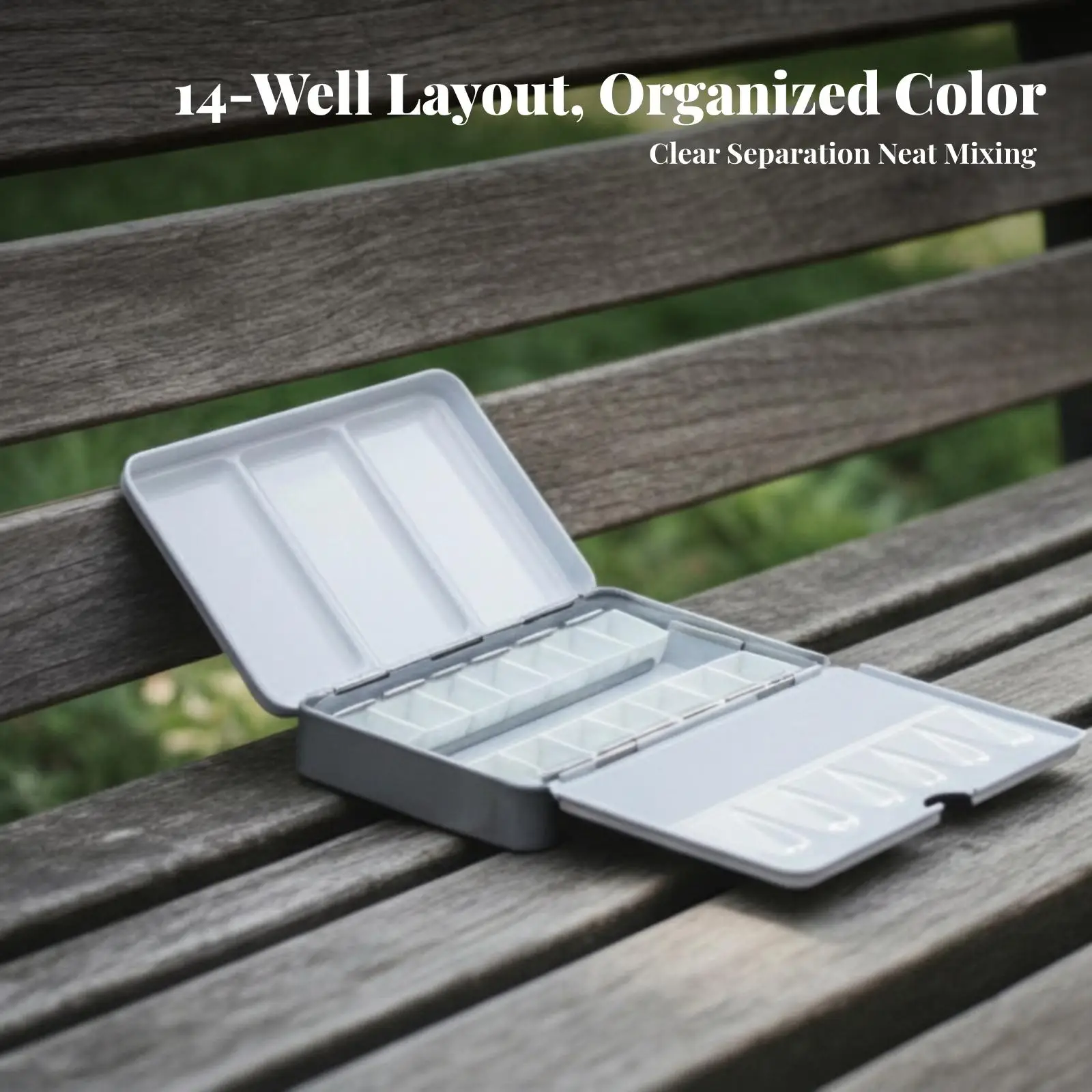 Portable Stainless Steel Watercolor Paint Palette with 14 Removable Pans for Travel Artists Pocket Kit