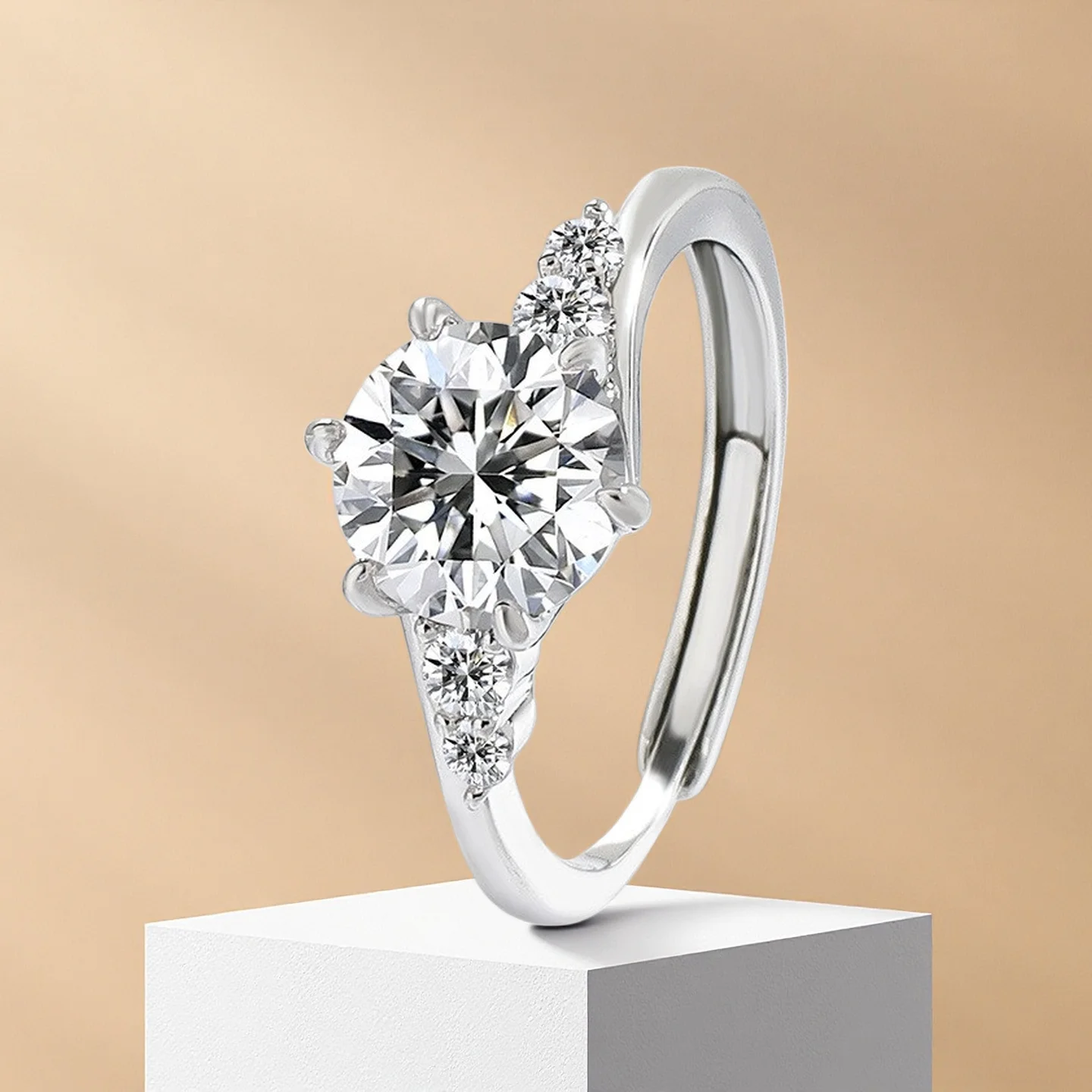 Image of 925er Silber Zirkonia Emaille Herz Liebesring Hochzeitsring Sterlingsilber Ringe Modeschmuck für Damen Geschenke Damenring