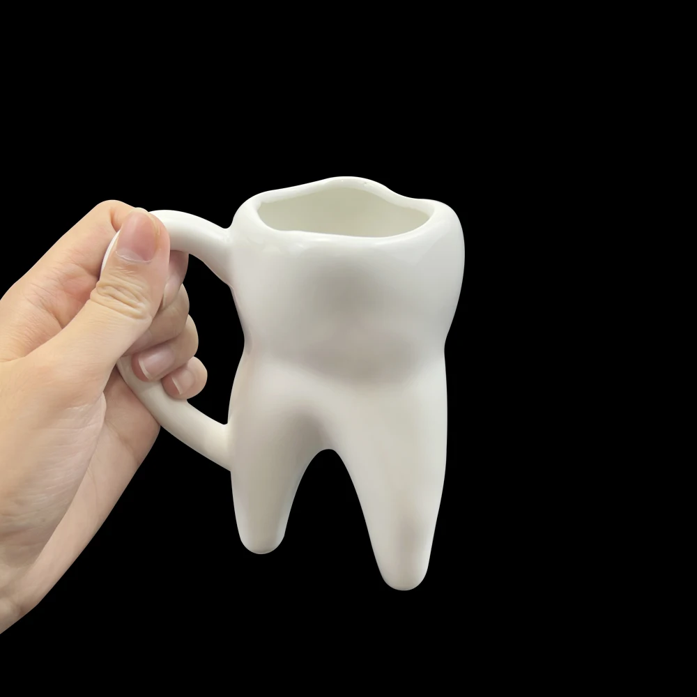 Creative Tooth Shaped Mug Ceramic Water Cups With Handle Dentistry Clinic Decoration Tooth Coffee Cups Dentist Gifts