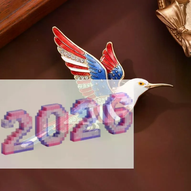 1Pcs Hummingbird Rhinestone Lapel Pin Chinoiserie Blue White Porcelain Animal Brooch Jewelry Gift For Women