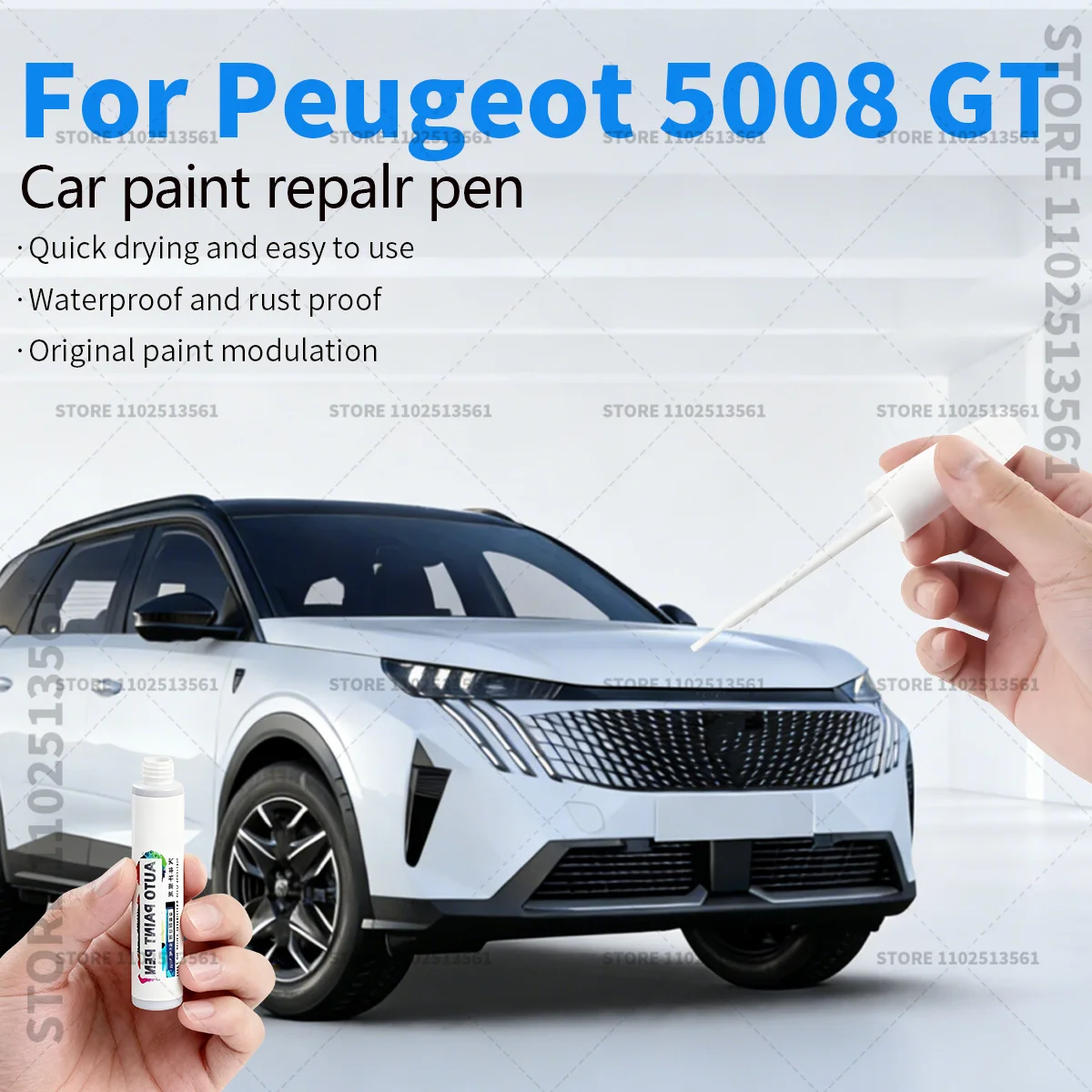 

Ручка-корректор для ремонта лакокрасочного покрытия автомобиля, аксессуары для устранения царапин для Peugeot 5008 GT P84 2017-2025, цвета: черный перламутр, белый, красный, синий, серый, коричневый