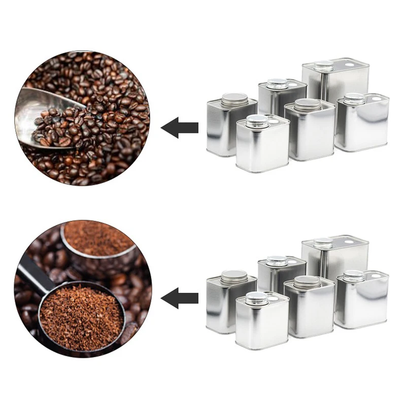 1pc Coffee Bean Airtight Cans Outdoor Camping Tin Box Food-grade Packaging Storage Fresh Breathing Iron Cans