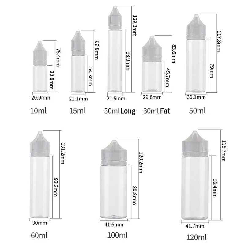 5pcs mini 10/15/30/60/120/ml leere schwarze Plastik-Haustier-Tropf flaschen e Saft flüssige Reise tropfen flasche Vape-Öl behälter