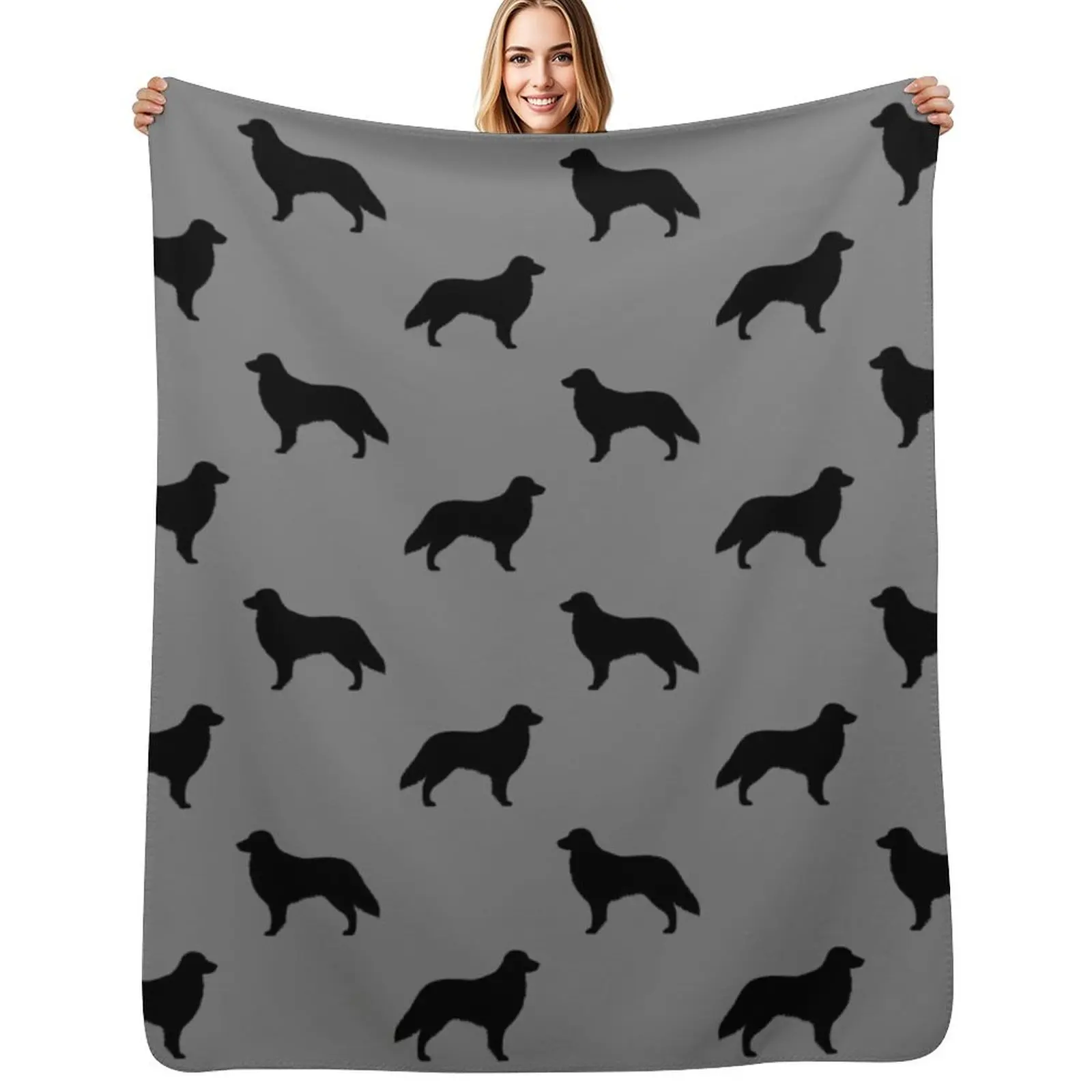 

Flat Coated Retriever Silhouette(s) Throw Blanket Personalized Gift Heavy valentine gift ideas For Baby Blankets