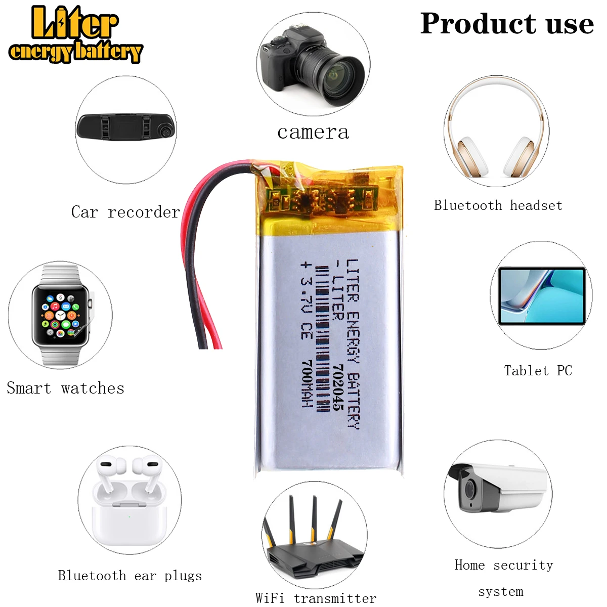 3.7V polymer lithium battery 702045 MP5 MP4 wireless WIFI digital products 700mAH